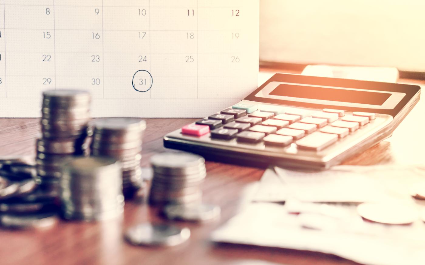 Calculator with a calendar and money